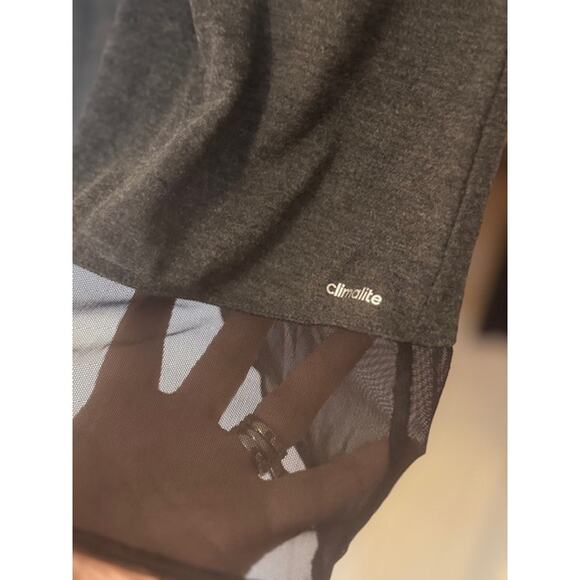 Adidas Climalite shirt gray heathered mesh scoop back long sleeves S - Picture 7 of 7